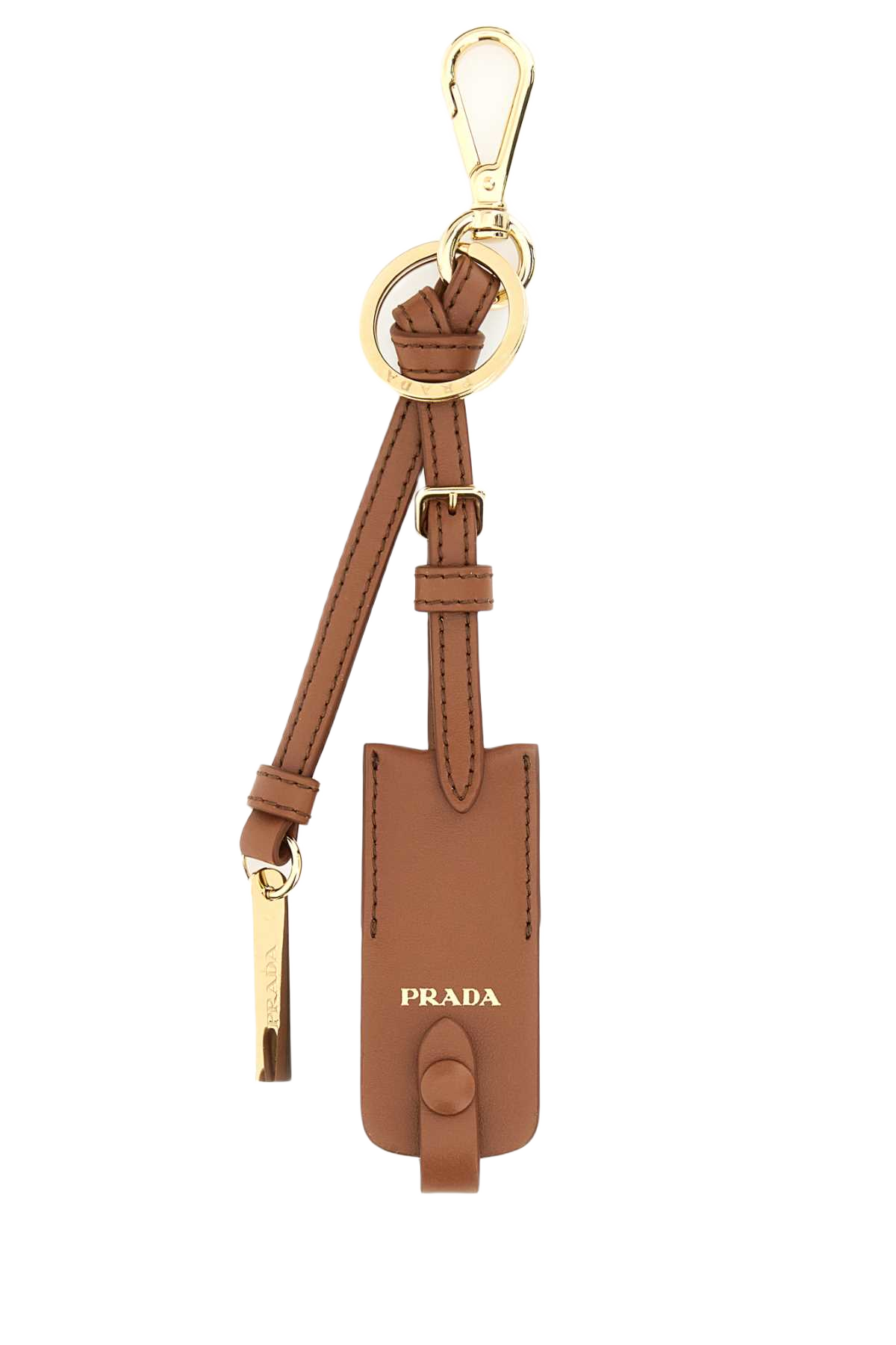 Caramel Leather Key Ring Cognac Steel-calfleather Portachiavi