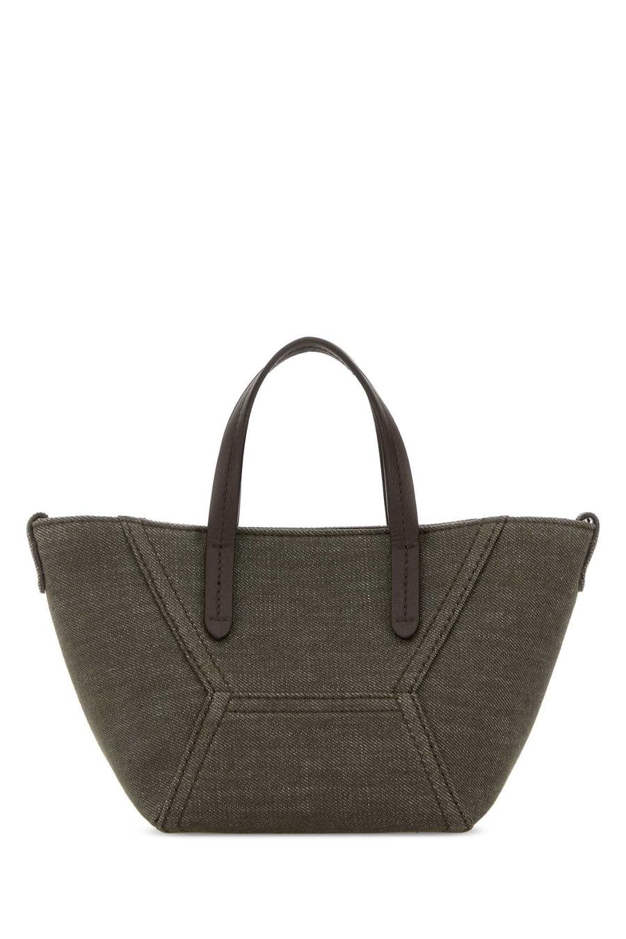 Brunello Cucinelli Exterior: 100% Fabric; Lining: 100% Fabric; Finishing: Ruthenium shoulder bag in green