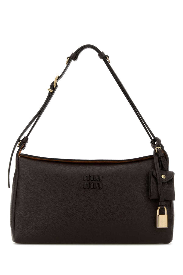 Miu Miu Exterior: Calf Lining: 100% Suede Finishing: Golden metal shoulder bag in brown