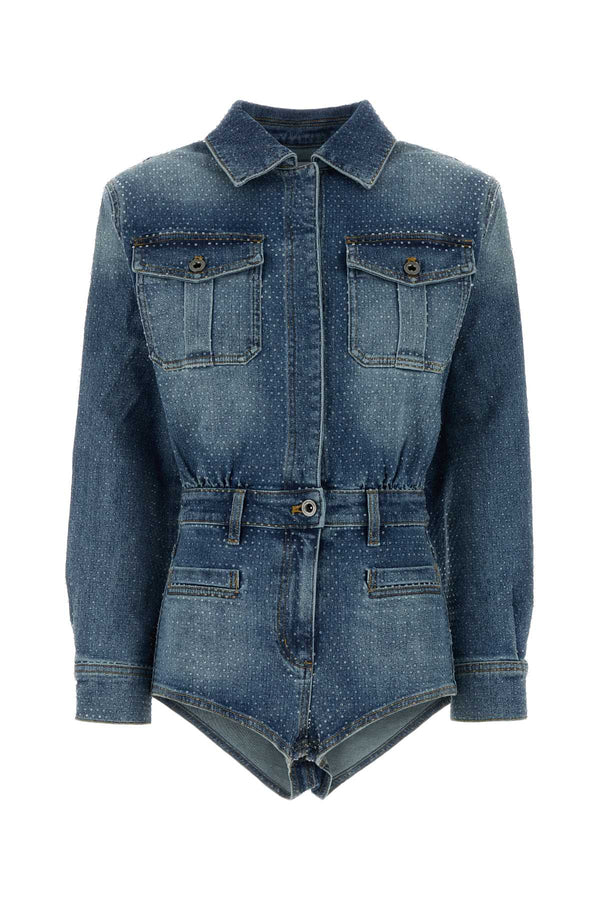 Self-Portrait Denim 99% Cotton 1% Elastane jacket in blue