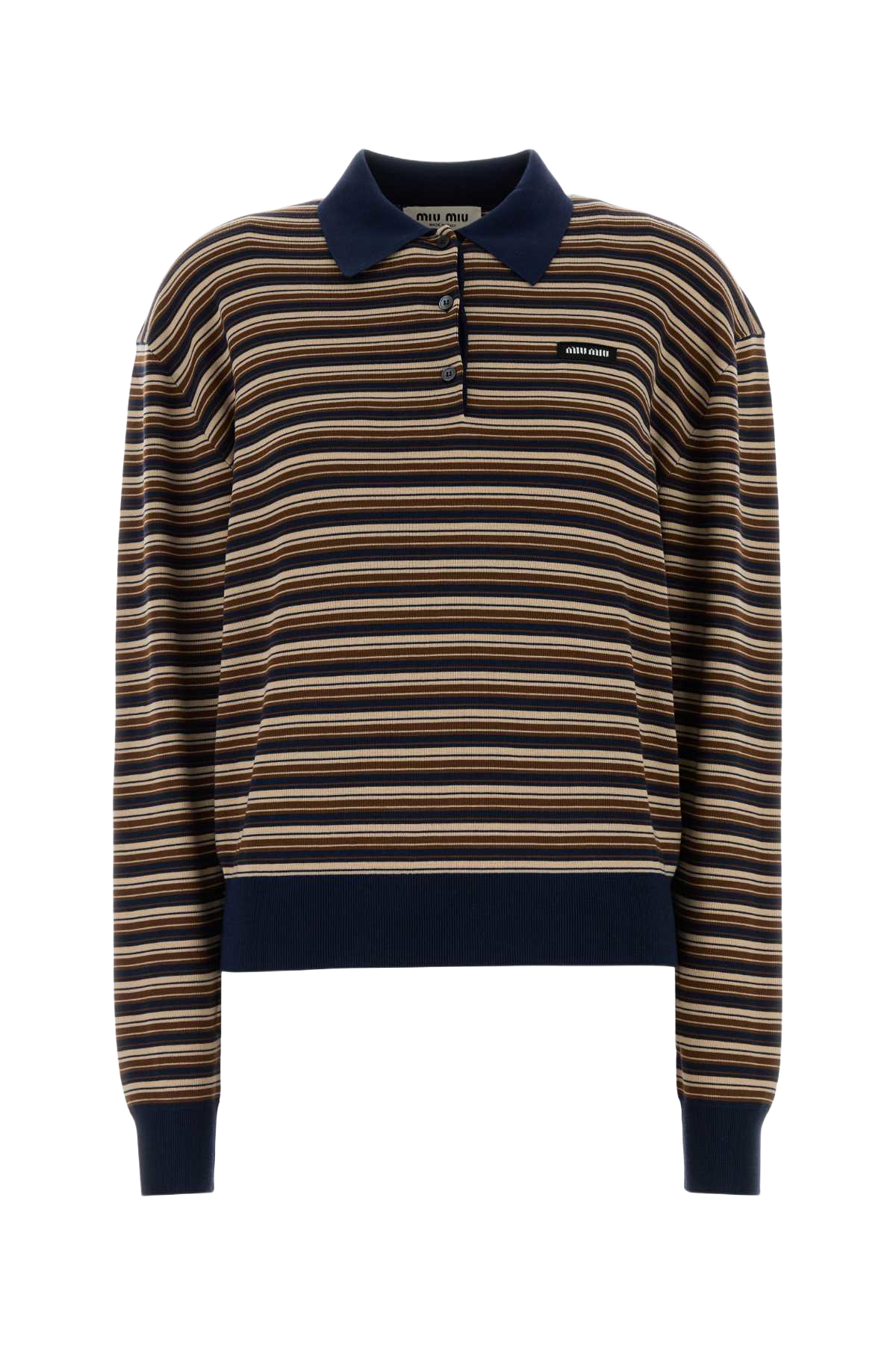 Embroidered Wool Polo Shirt Albino Exterior: Virgin