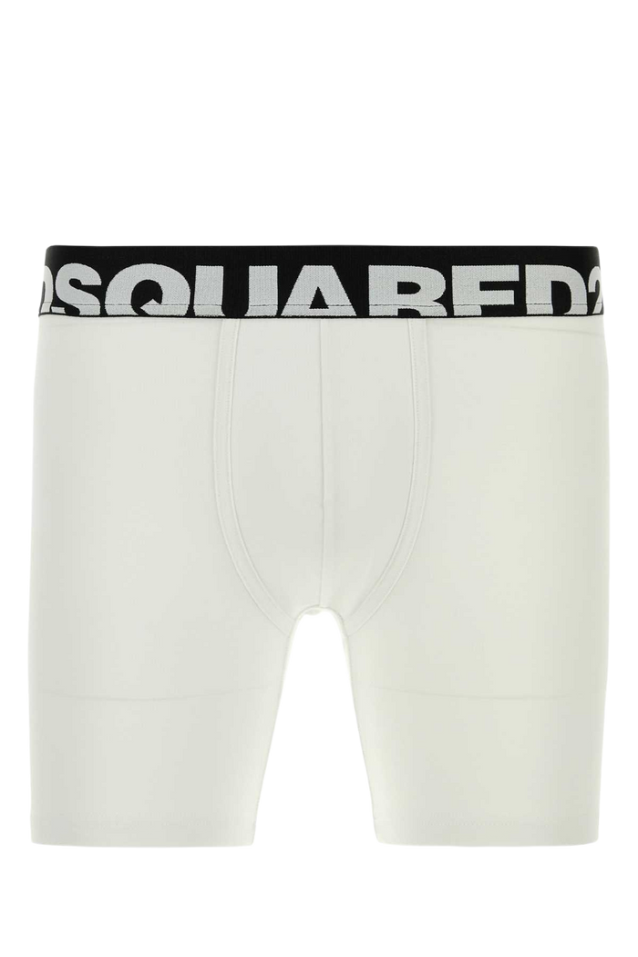 White Stretch Cotton Boxer Exterior: Elastane Costumi Da Bagno