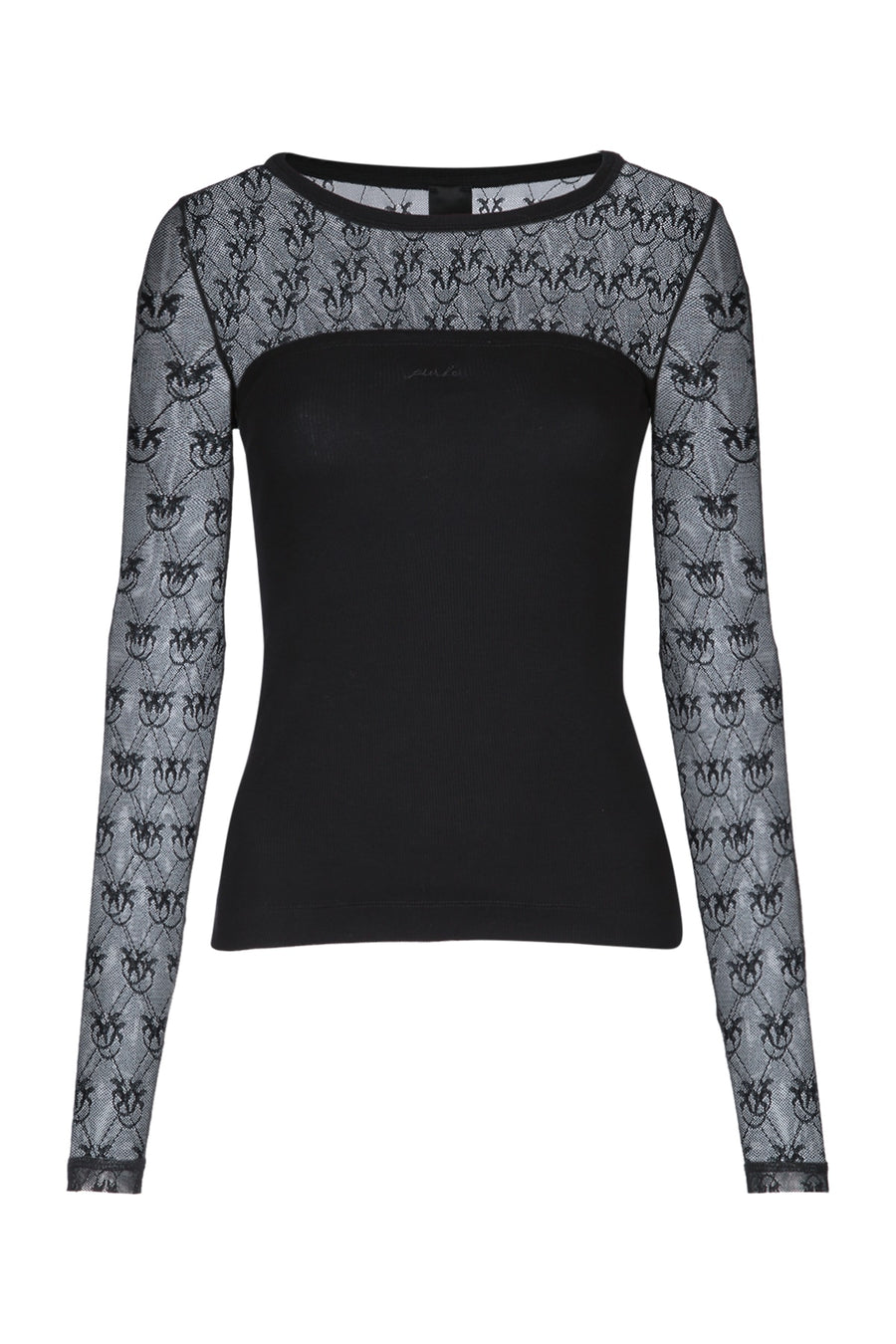 Pinko Costina Mesh/Polyester blend with ribbed cotton panel top in black