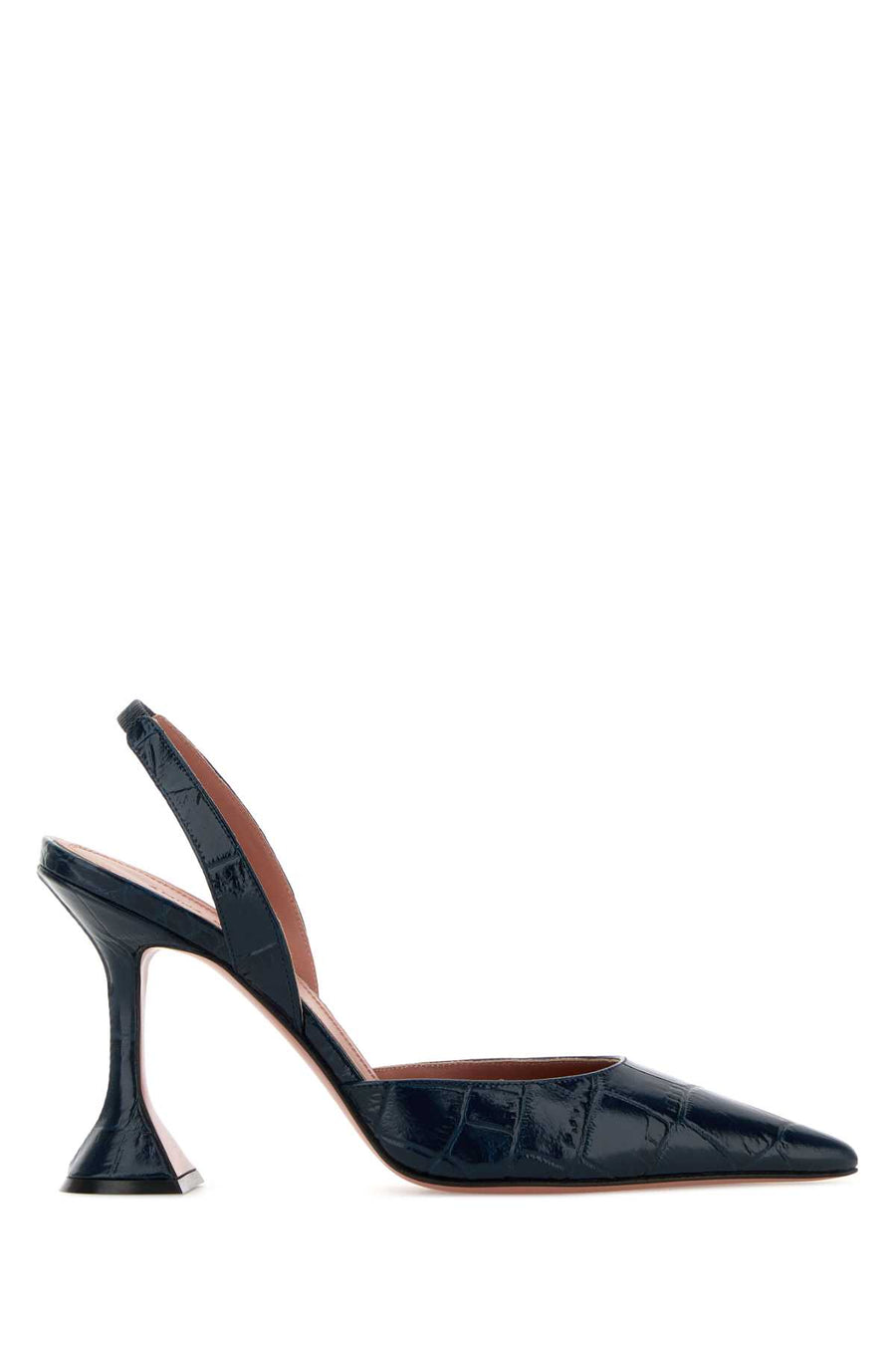 Amina Muaddi Exterior: 100% Leather slingback heel in navy
