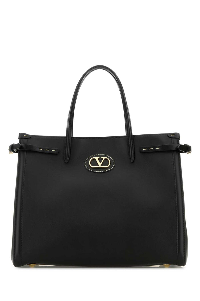 Black Leather Antibes Shopping Bag Nero Borse A Mano