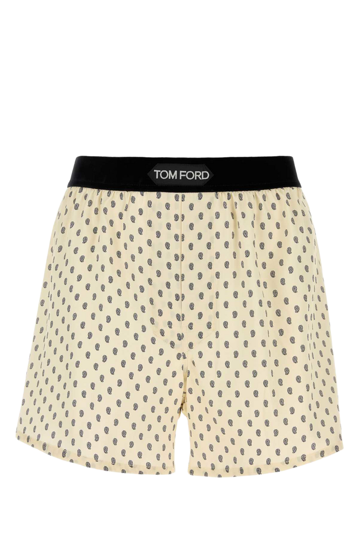 Printed Stretch Satin Boxer Ivory Se Ea Intimo