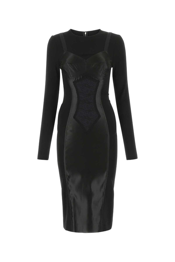Dolce & Gabbana Exterior: 61% Viscose 28% Nylon 6% Elastane 5% Silk; Lining: 50% Silk 50% Cotton dress in black