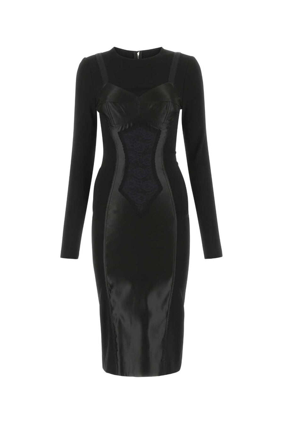 Dolce & Gabbana Exterior: 61% Viscose 28% Nylon 6% Elastane 5% Silk; Lining: 50% Silk 50% Cotton dress in black