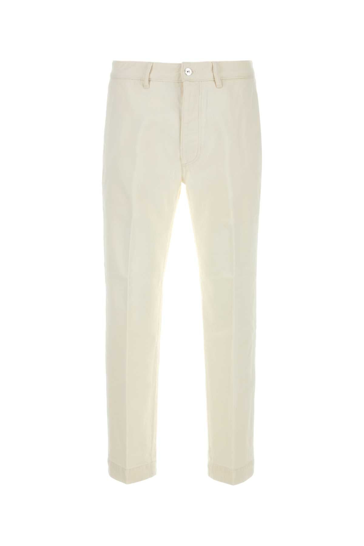 White Cotton Tim Pant Milk Exterior: Pantaloni