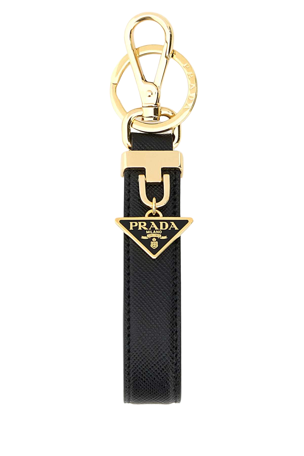 Black Leather Key Ring Nero Acciaio-vitello Portachiavi