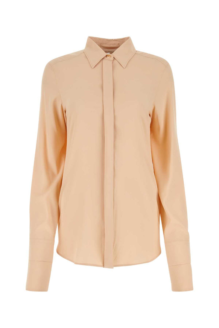 Pastel Pink Stretch Crepe Yen Shirt Cipria Camicie