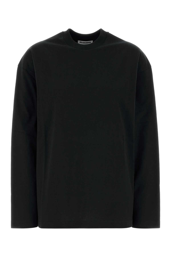 Jil Sander Exterior: 100% Cotton t-shirt in black