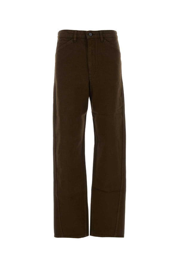 Lemaire Pockets 100% Cotton trousers in brown
