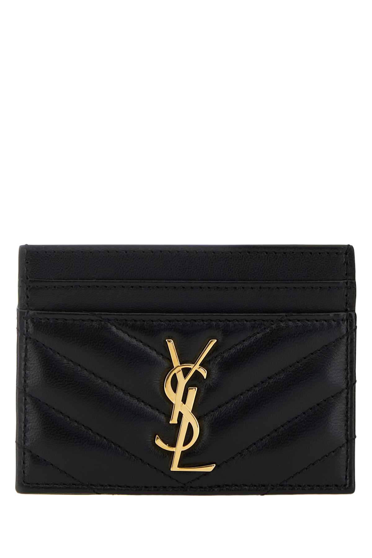 Black Nappa Leather Cassandre Card Holder Nero Portafogli