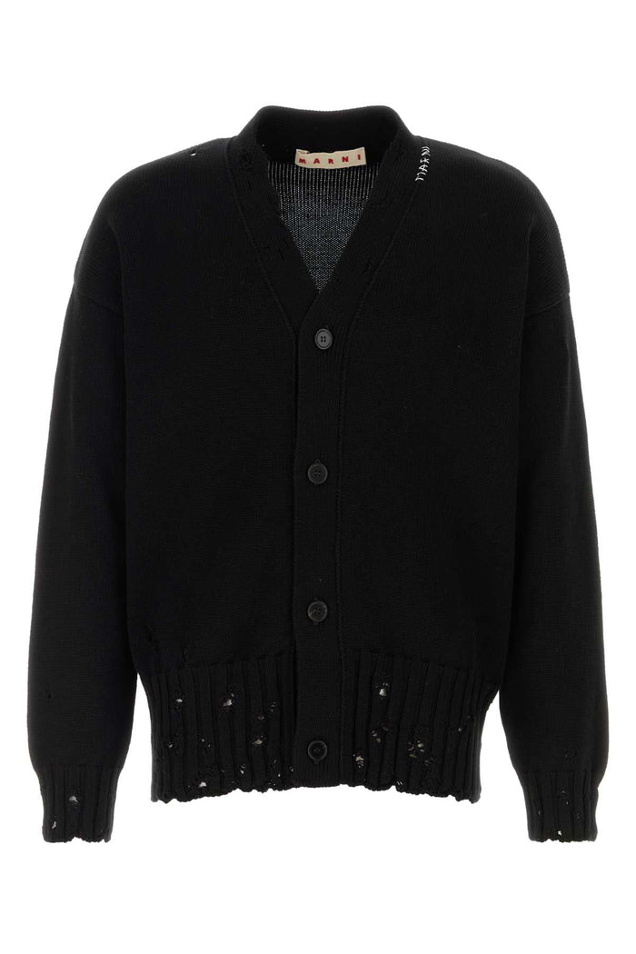 Black Cotton Cardigan Primary Fabric: Knit Maglieria