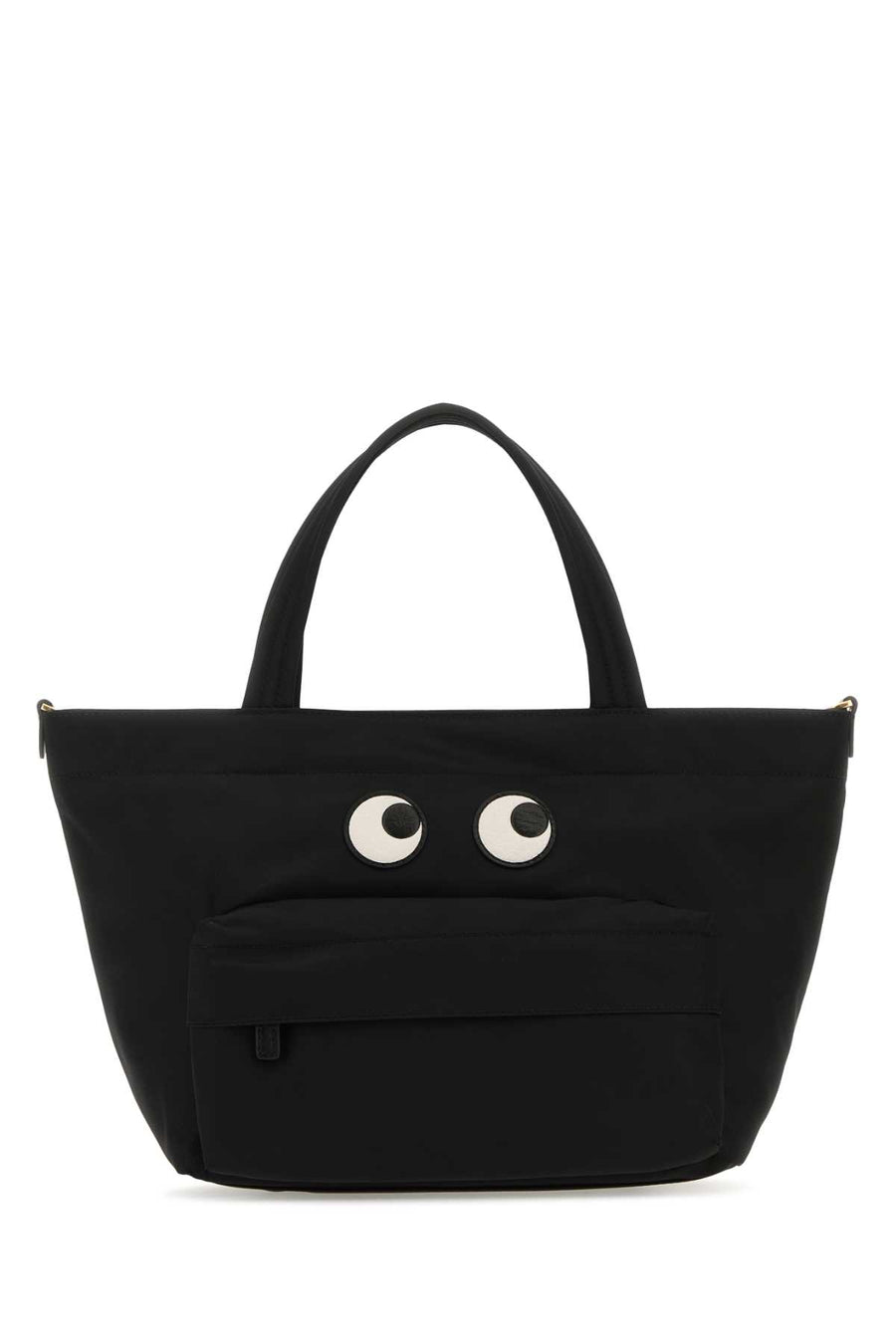 Anya Hindmarch 100% Econyl (Recycled Nylon) with 100% Bos Taurus leather top handle bag in black