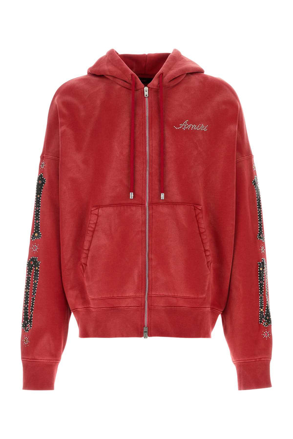 Amiri Studded 100% Cotton hoodie in red