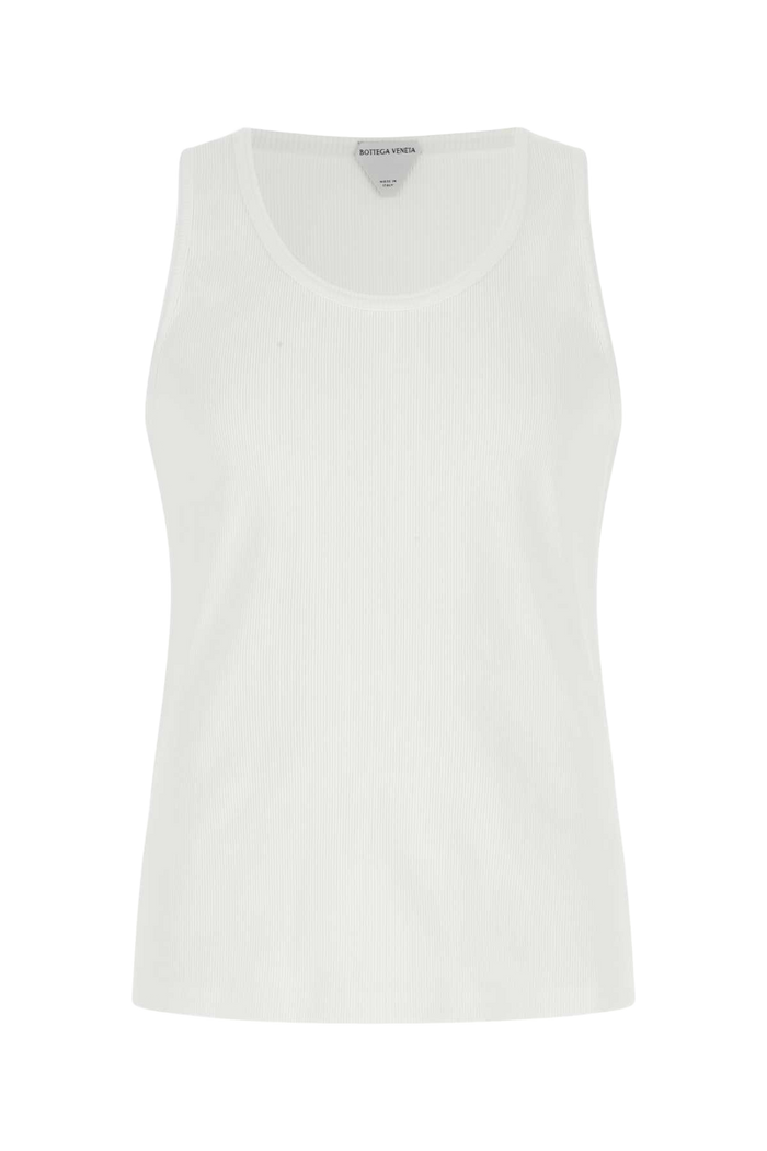 White Stretch Cotton Tank Top 9071 Exterior: Elastane T-shirt