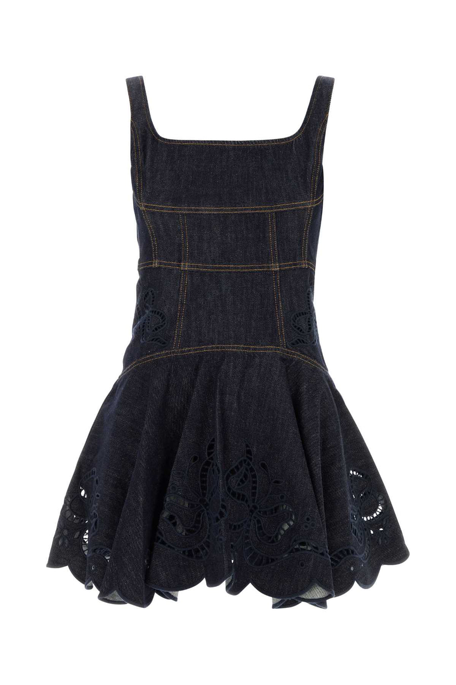 Self-Portrait Denim 93% Cotton dress in navy