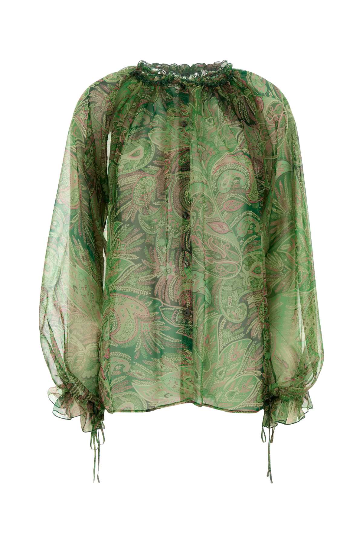 Printed Chiffon Blouse Stampafdoverde Exterior: Silk Camicie