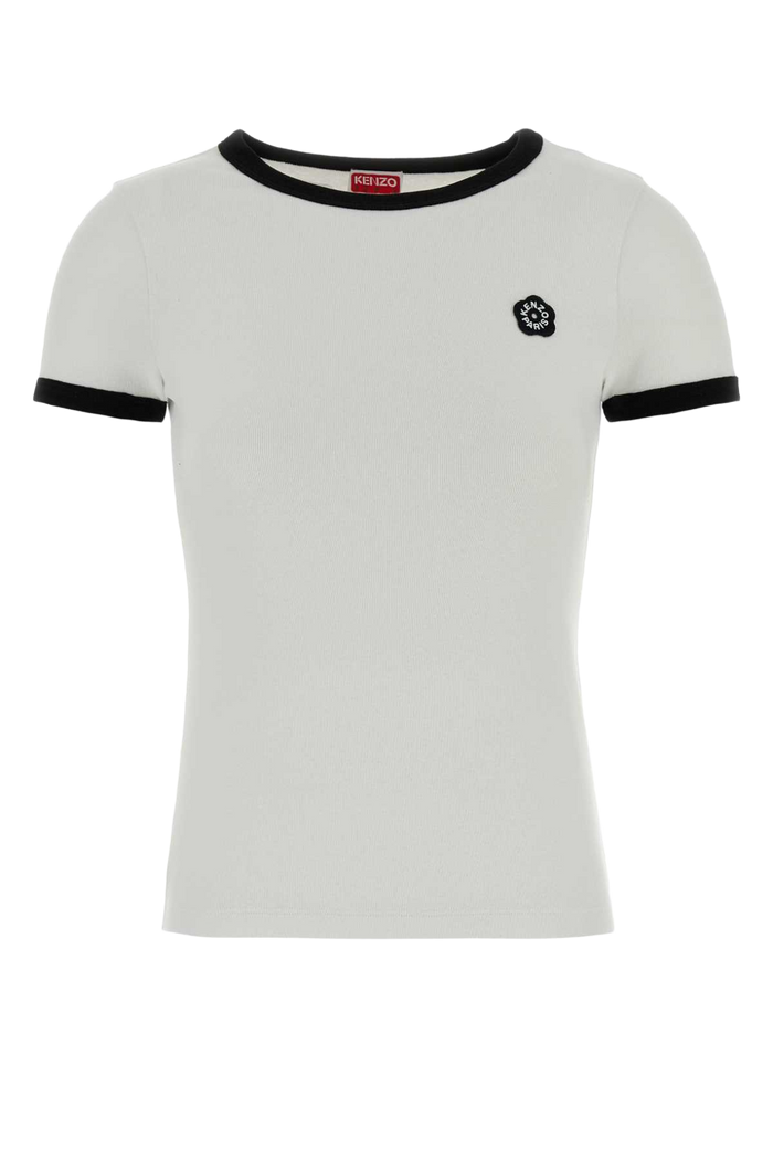 White Stretch Cotton T-Shirt Exterior: Elastane