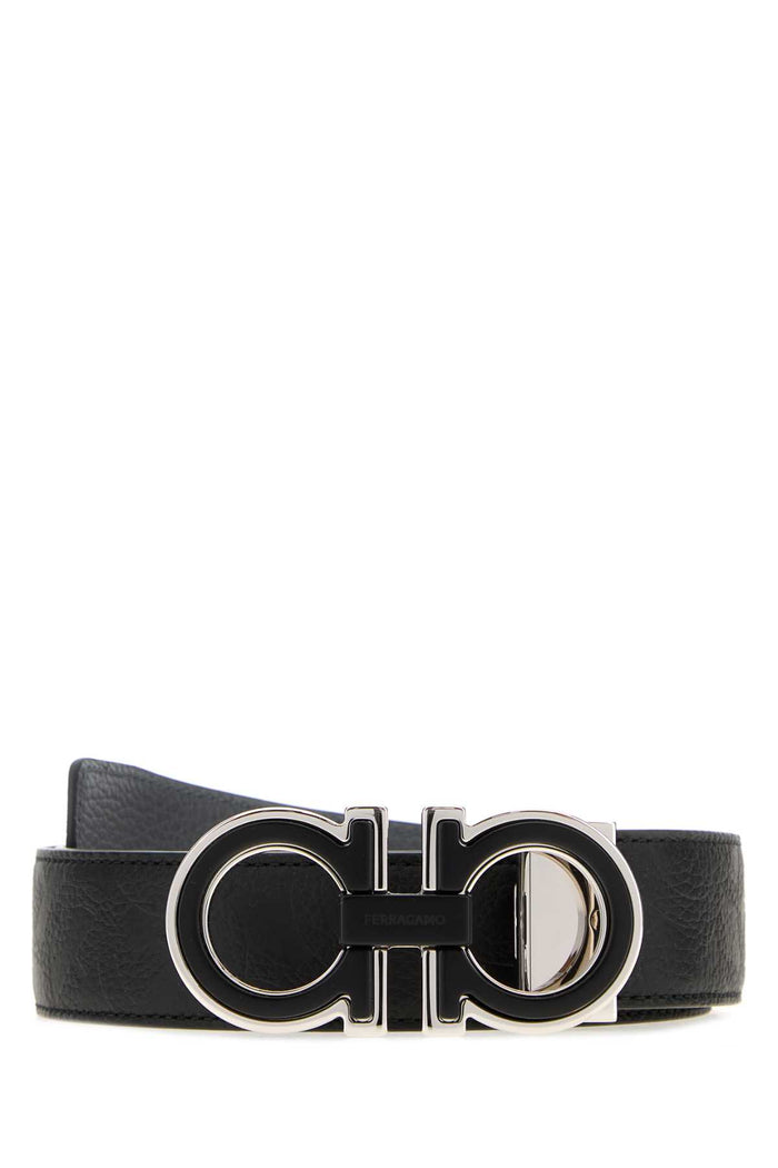 Black Leather Reversible Belt Nerdarrai Cinture
