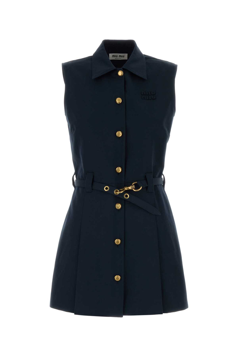 Navy Blue Poplin Mini Dress Exterior: Cotton Abiti