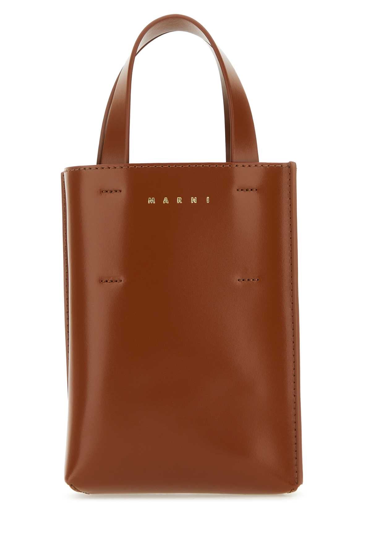 Brown Leather Nano Museo Handbag Moca Borse A Mano