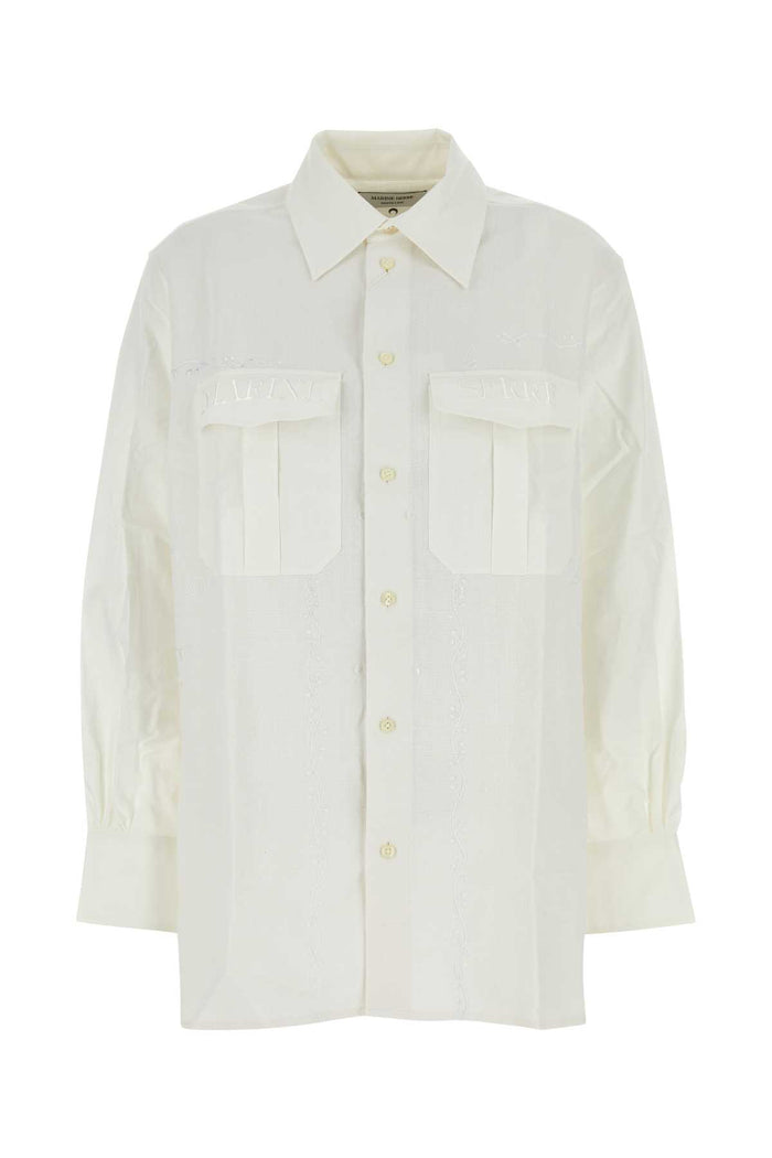White Cotton Shirt Offwhite Exterior: Camicie