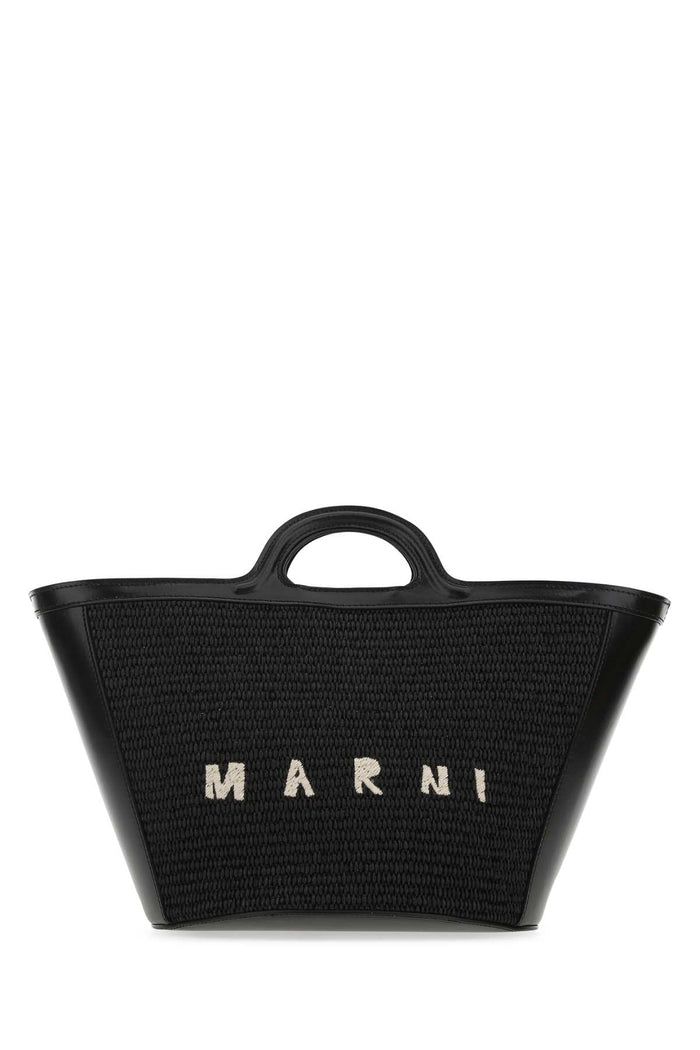 Black Leather And Raffia Small Tropicalia Summer Handbag 00n99 Borse A Mano