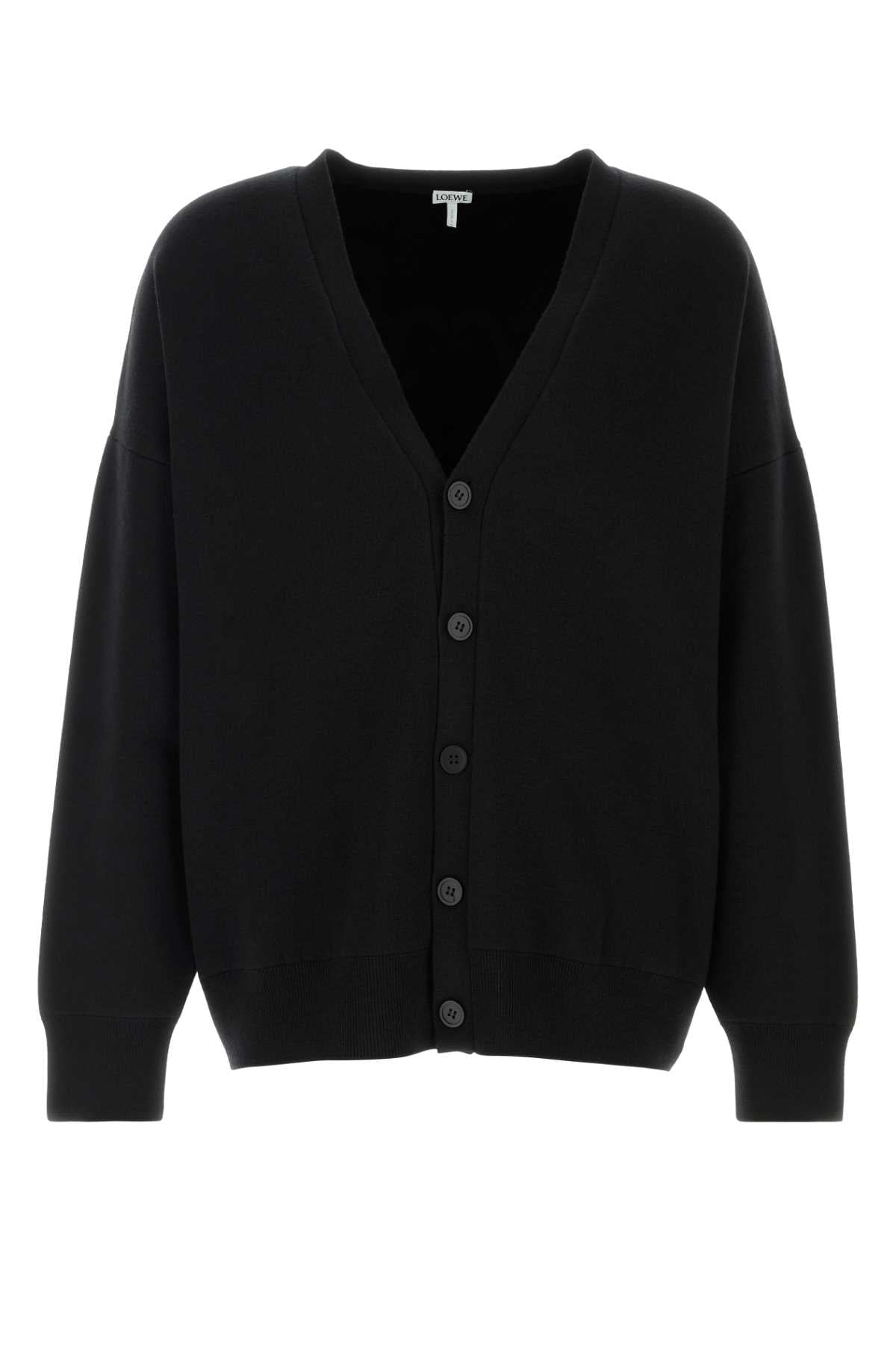 Black Stretch Wool Blend Cardigan Maglie