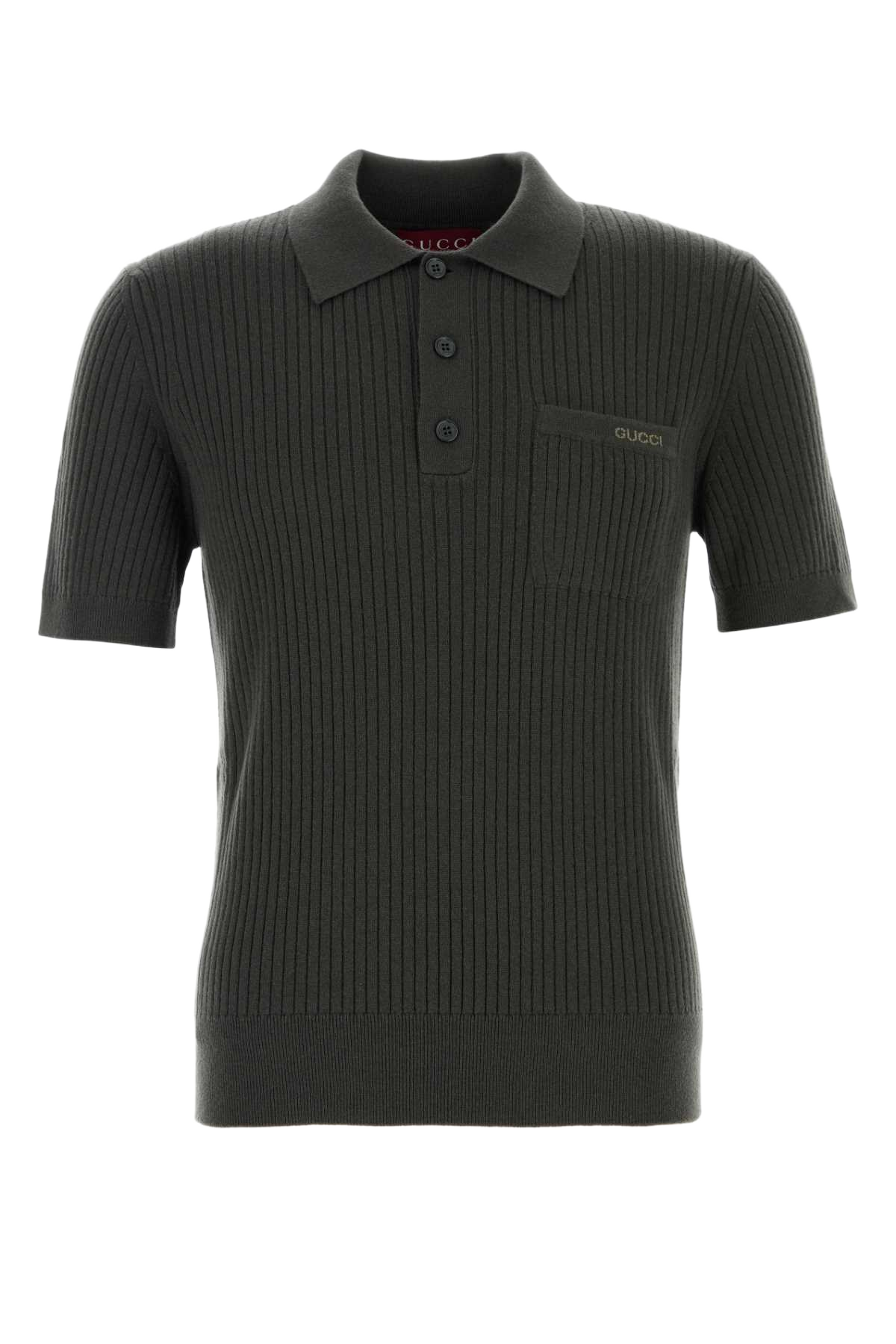 Dark Grey Wool Blend Polo Shirt Militarygreengreen Exterior: Cashmere