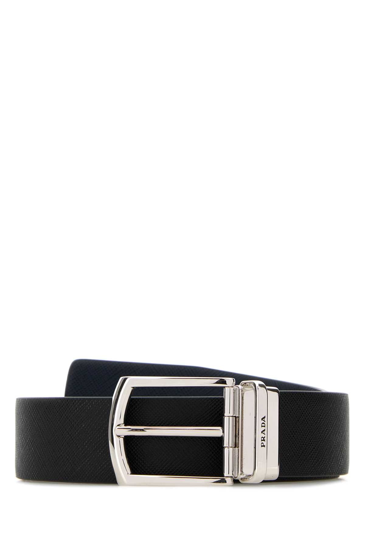 Black Leather Belt F0rd7 Cinture
