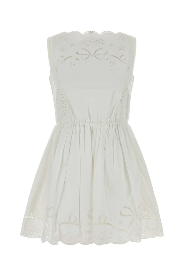 White Poplin Mini Dress Bianco Abiti