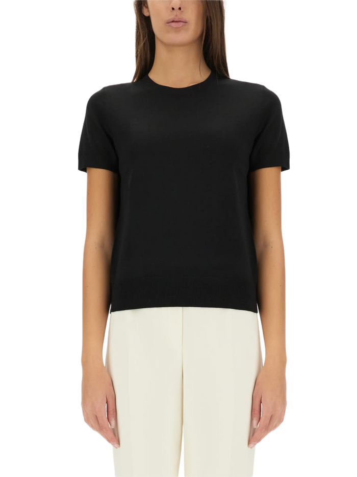 Knitted Tops. Black Wool T-shirts