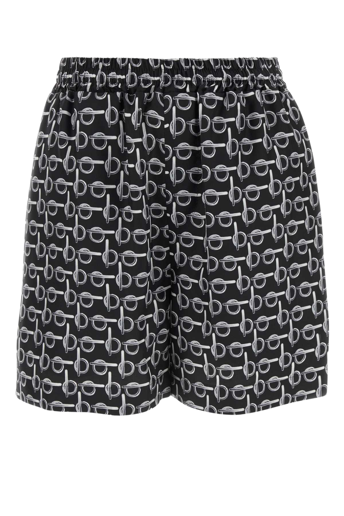 Printed Silk Shorts Silverblack Exterior