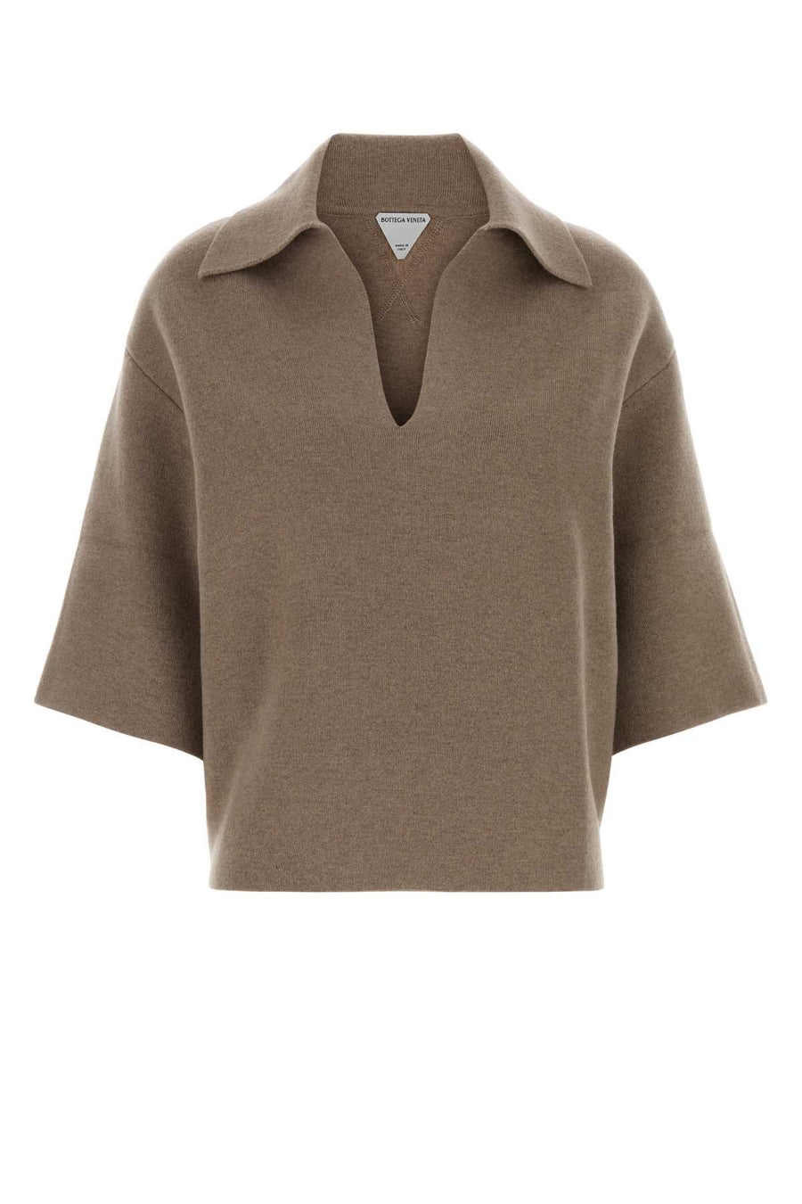 Bottega Veneta Compact 84% Cashmere polo shirt in beige