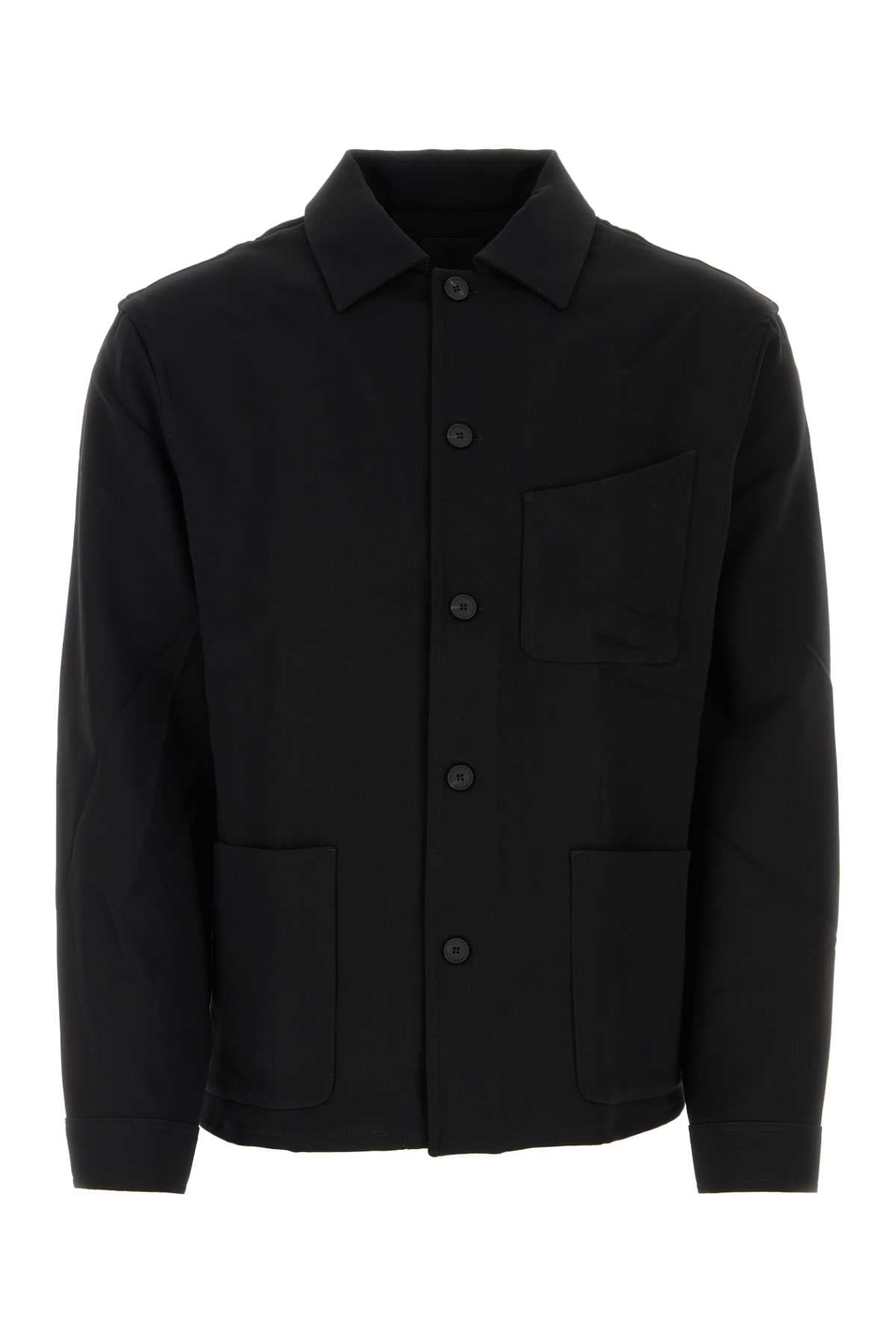 Black Wool Blend Shirt Exterior: Nylon Camicie