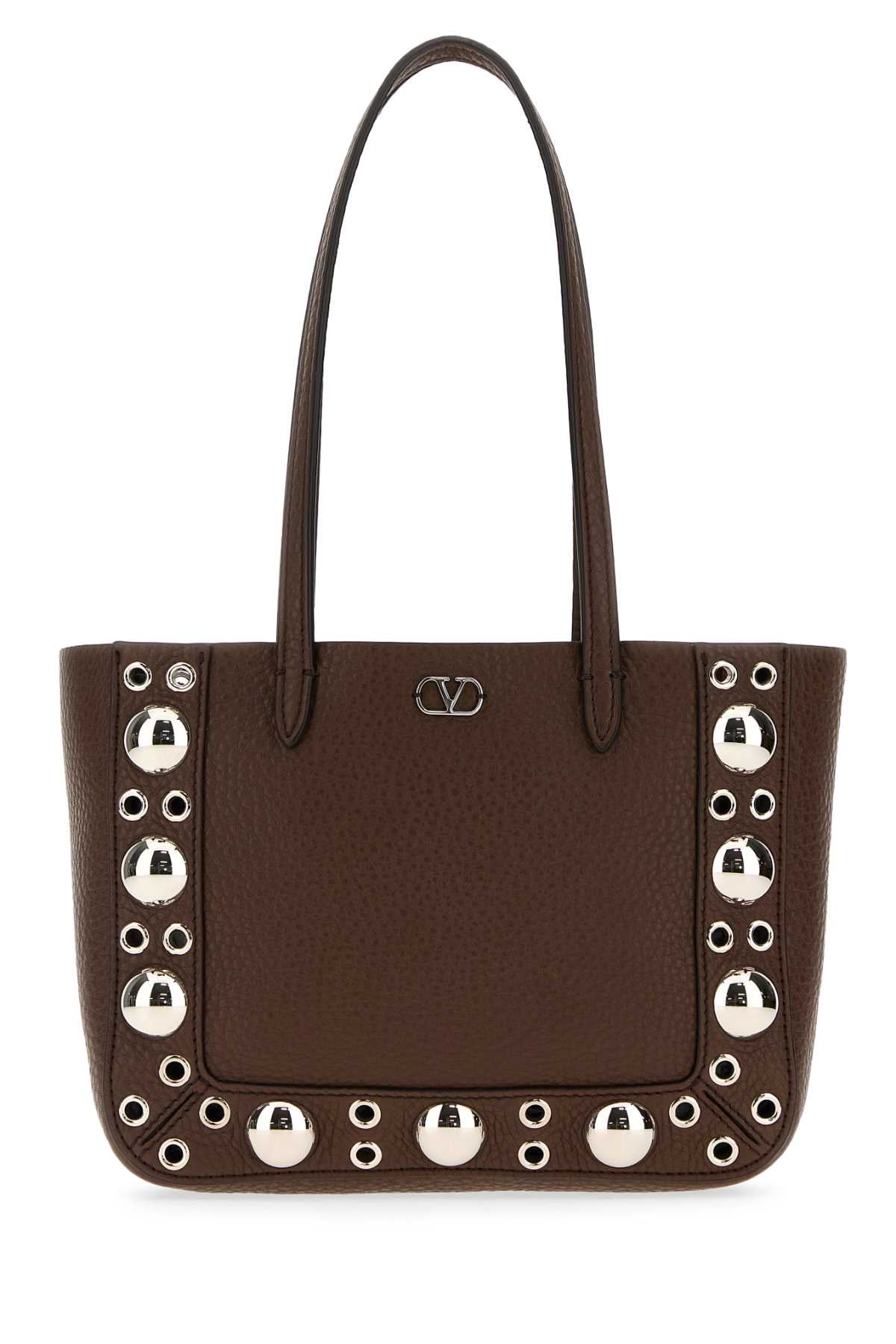 Brown Leather Nellcãte Handbag Teakbrown Calf - Bos Taurus Borse A Mano