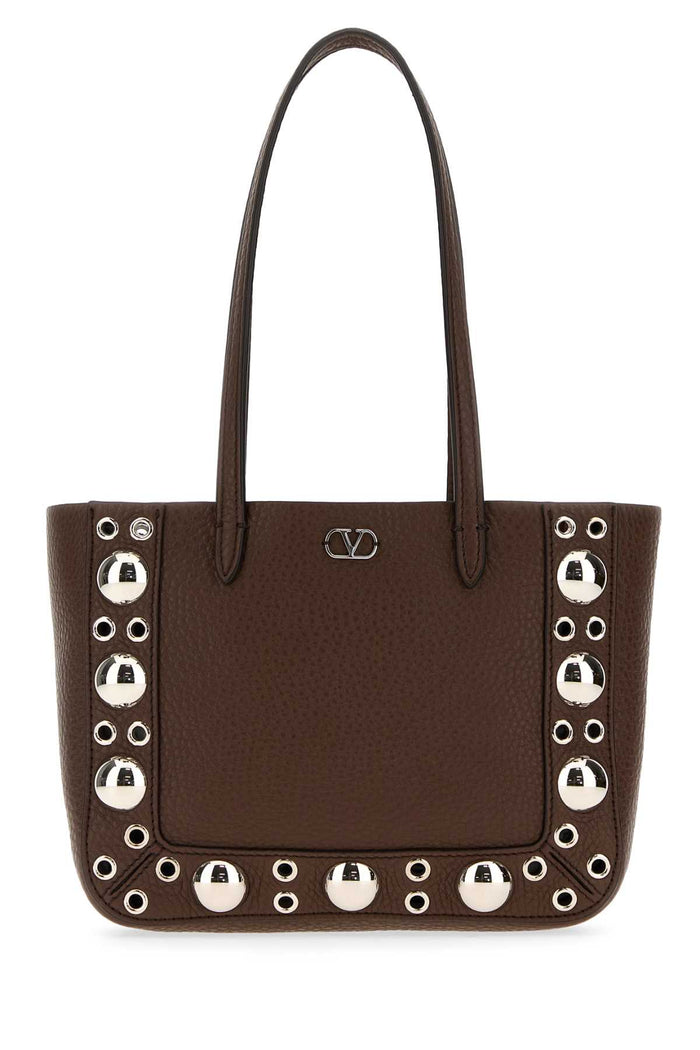 Brown Leather Nellcãte Handbag Teakbrown Calf - Bos Taurus Borse A Mano