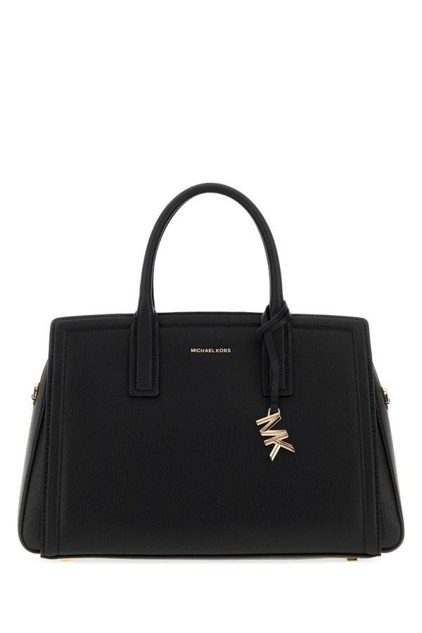 Michael By Michael Kors Satchel Exterior: 100% Leather; Lining: 100% Fabric; Finishing: Golden metal top handle bag in black