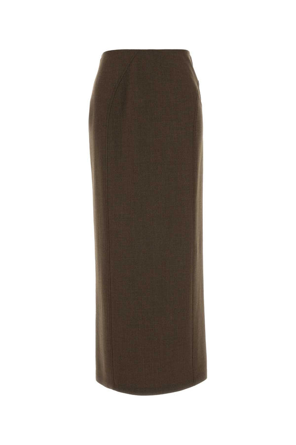 Jil Sander 94% Virgin wool skirt in brown