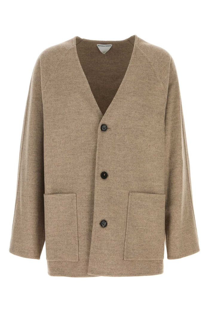 Dove Grey Wool Blend Cardigan Sandshellmelange Exterior: Cashmere Maglieria