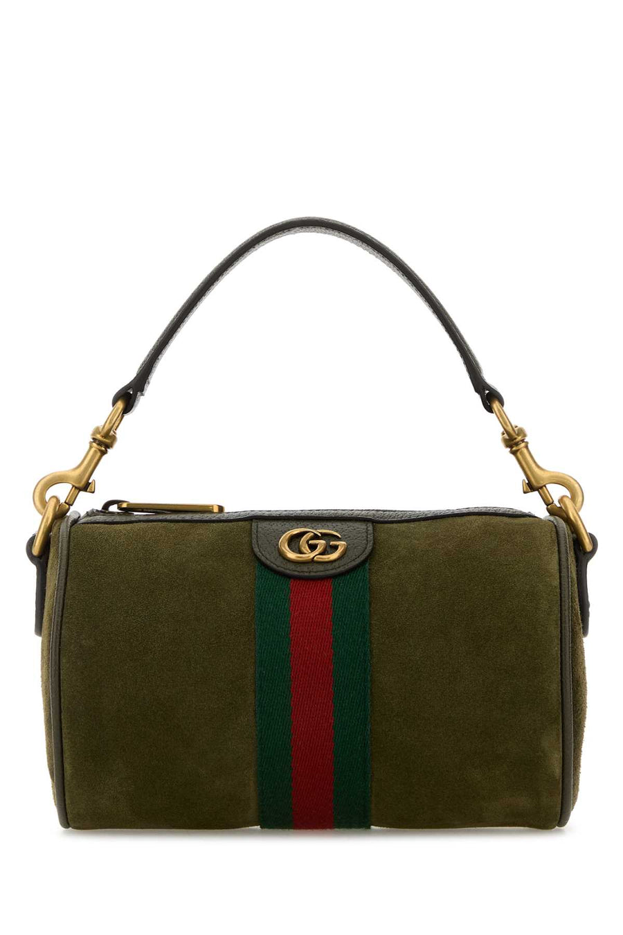 Gucci Exterior: 100% Suede; Lining: 100% Fabric; Finishing: Antiqued golden metal shoulder bag in green