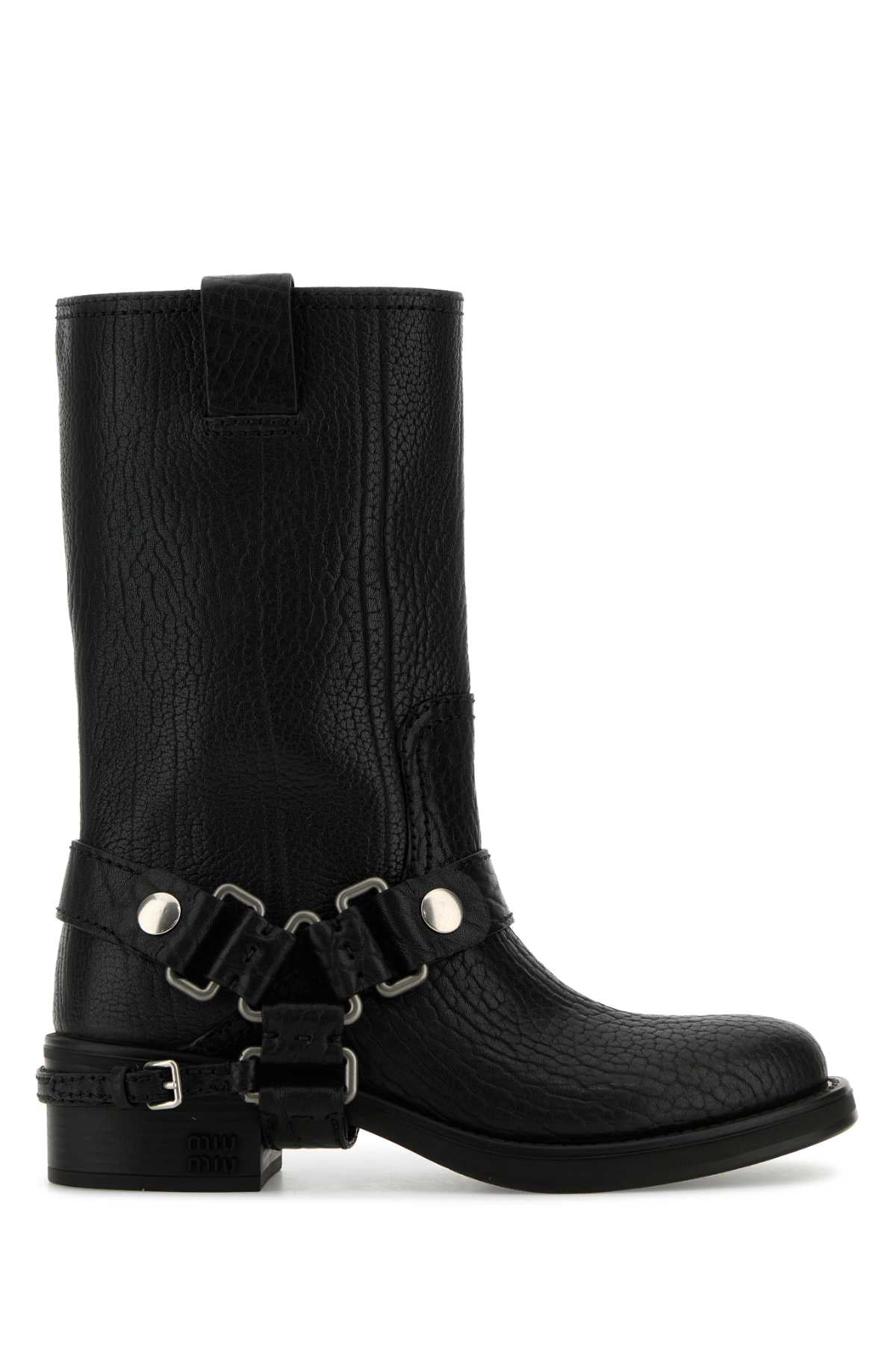 Black Leather Ankle Boots Nero Vitello Stivali