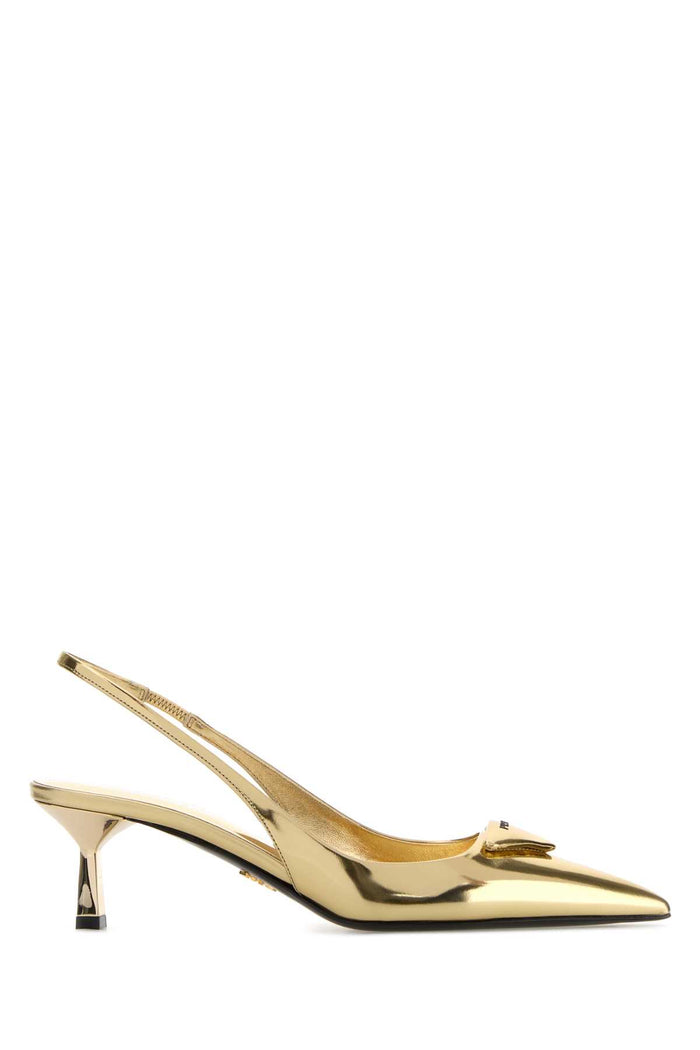 Gold Leather Pumps Platino Scarpe Con Tacco