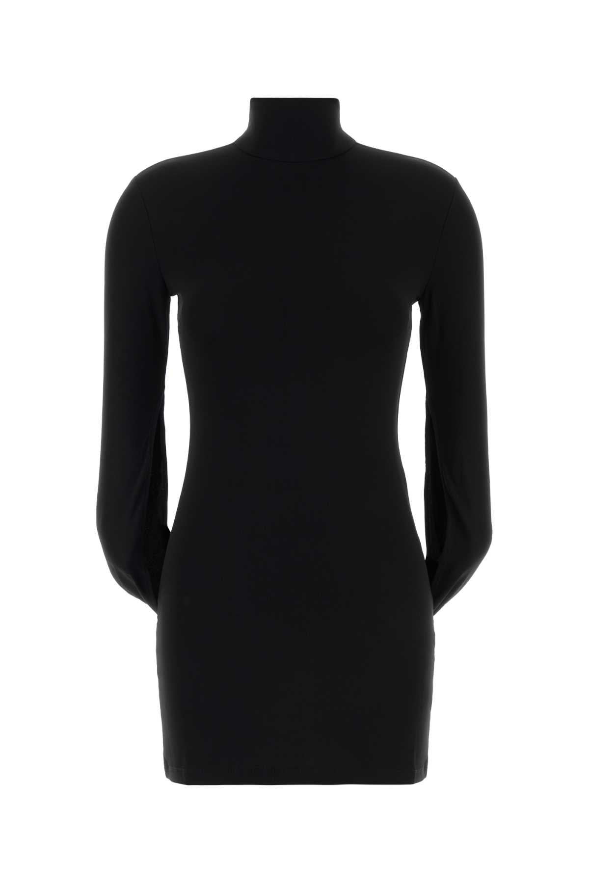Black Stretch Jersey Mini Dress Exterior: Viscose Elastane Abiti