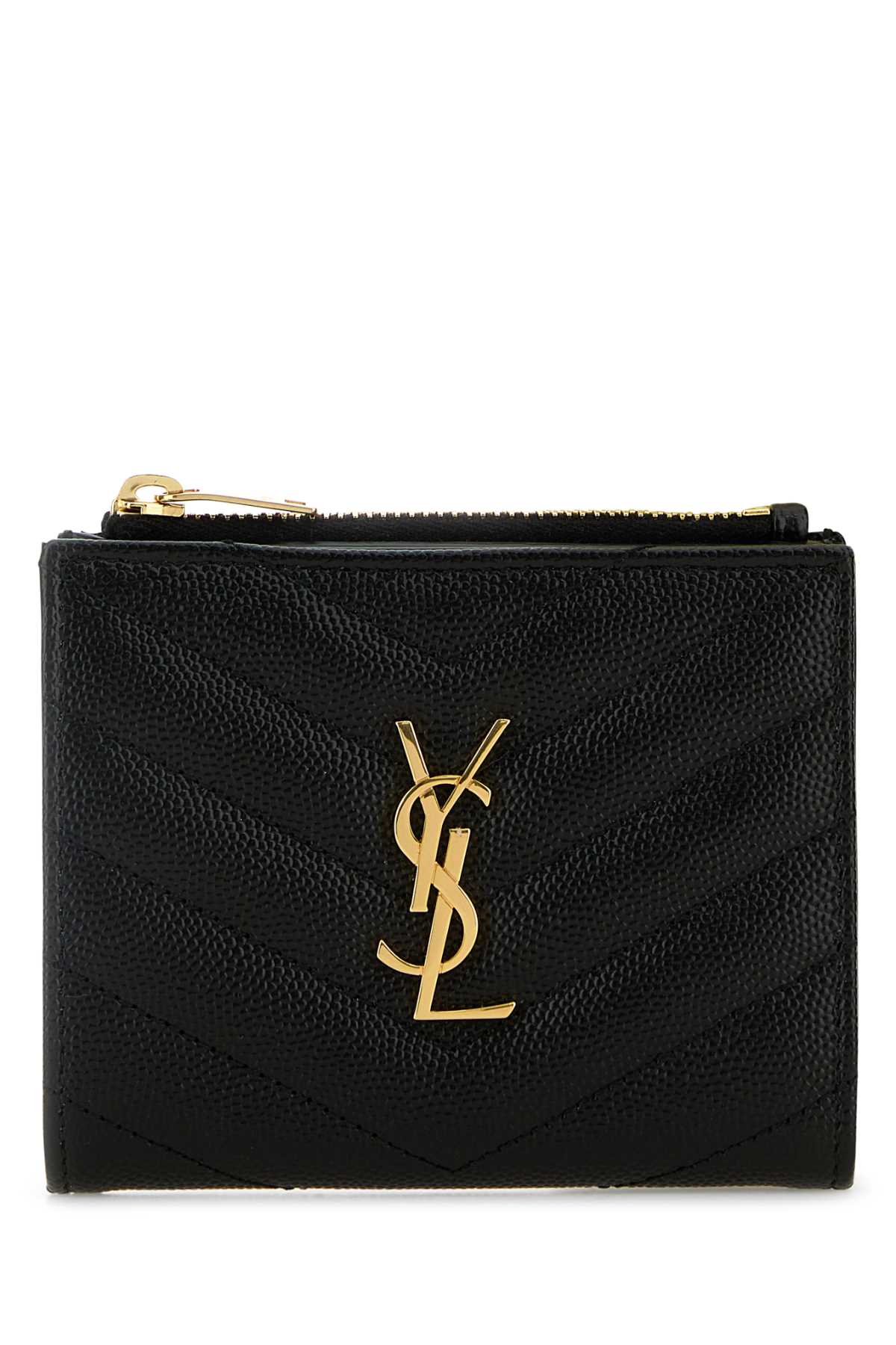 Black Leather Card Holder 1000 Calf Skin Portafogli