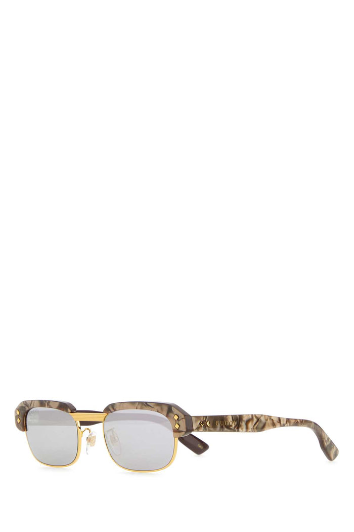 Printed Acetate And Metal Sunglasses Brown Silver Exterior: Occhiali Da Sole