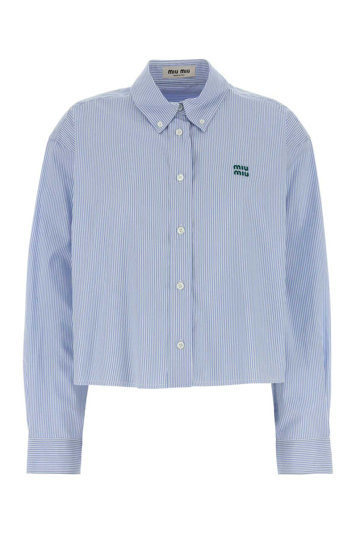 Embroidered Poplin Shirt Biancocielo Exterior: Cotton Camicie
